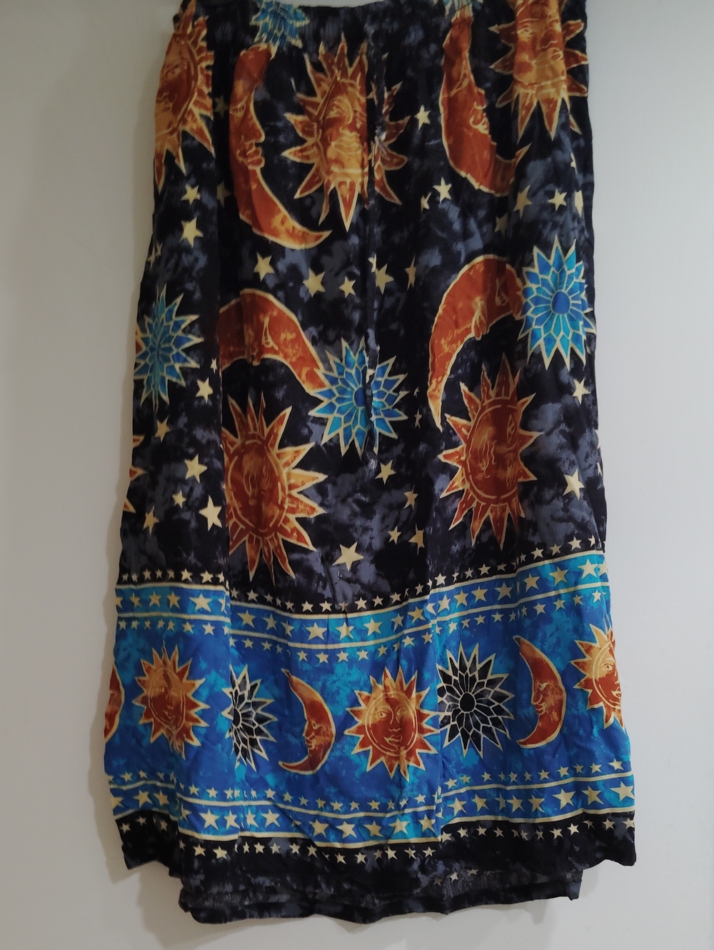Celestial Sun & Moon Velvet Skirt - Black, Blue, Gold
